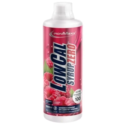 Obrázek IronMaxx LowCal Syrup Zero malina 1000 ml nápojový sirup bez cukru 1:100 vytváří 100 L směsi nápojů koncentrát s 22 mg karnitinu a 19 hořčíku v jedné porci
