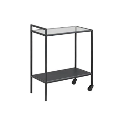 Obrázek AC Design Furniture Servírovací vozík od Jörn, V: 75 x Š: 60 H: 30 cm, čirý/černý, sklo/kov, 1 ks