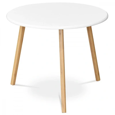 Obrázek Stůl konferenční 60x60x50 cm, MDF bílá deska, nohy bambus přírodní odstín AF 1144 WT