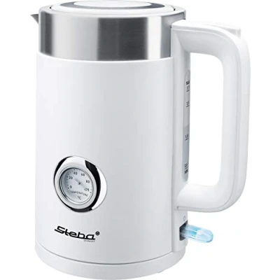 Obrázek Steba Rychlovarná konvice WK 10 Bianco dvoustěnná chůze (vnitřní ušlechtilá ocel, vnější plast) s funkcí termofunkce objem 1,7 litru ukazatel teploty do 100 C lehké otevírání víka
