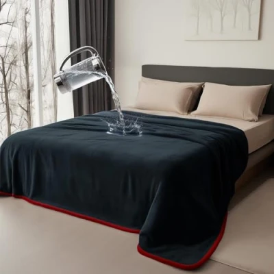 Obrázek Bedding Aid vodotěsná deka, deka pro psy vodotěsná, kočky kočičí psí na pohovku, červená a černá, denní (203 x 229 cm)