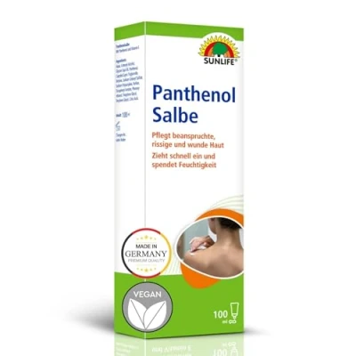 Obrázek SUNLIFE Panthenol ochranná pečující Mast 100 ml s krémem &amp; Vitamin E pro popraskanou a poraněnou pleť, vhodná citlivou pokožku na rány
