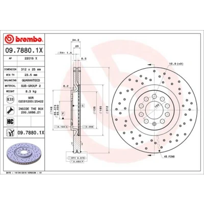 Obrázek Brzdový kotouč BREMBO 09.7880.1X