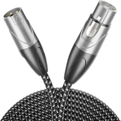 Obrázek deleyCON 1m kabel mikrofonu XLR konektor na keř (studiová kvalita, měď OFC) pro mikrofony, zesilovače, mixážní pult, nahrávací studio, reproduktor, aktivní reproduktory 3pólové