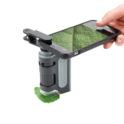 Obrázek Carson MicroBrite Pro 60x 120x LED Taschenmikroskop mit asphärischem Linsensystem und Smartphone Adapterclip (MM 350)