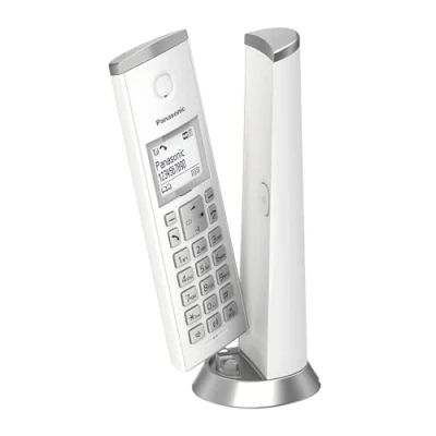 Obrázek Panasonic KX TGK220GW značkový telefon s záznamníkem a budíkem, interní (bezdrátový), telefonování v HD, bílý