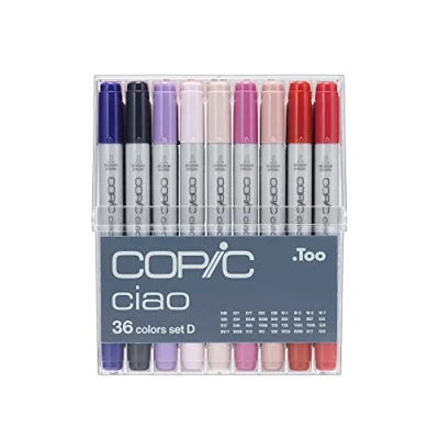 Obrázek COPIC Sada fixů Ciao D s 36 barvami, univerzální popisovač rozvržení, v praktickém akrylovém displeji pro uložení a snadné vyjmutí
