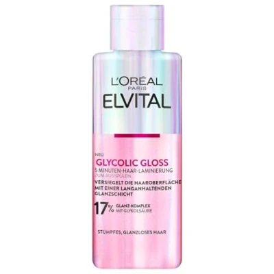 Obrázek L&#039;Oréal Paris Elvital Glycolic Gloss 5minutová laminace vlasů pro nelesklé a tupé vlasy, glossing zlepšení kvality větší lesk, vlasy s kyselinou glykolovou, 200 ml