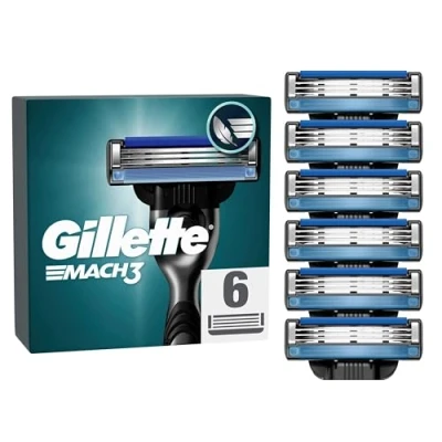 Obrázek Gillette Mach3 holicí břity pro muže, 6 originálních náhradních čepelí , čepele muže s kluznými proužky jemné klouzání a povrstvení