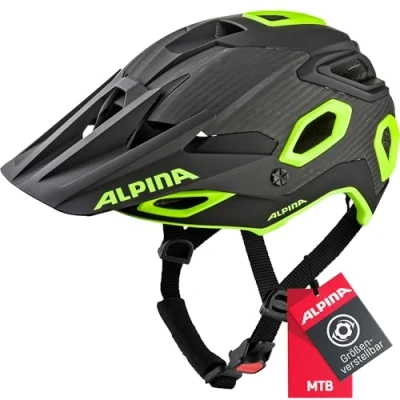 Obrázek ALPINA ROOTAGE extrémně robustní Enduro &amp; Trail cyklistická přilba zesílená karbonovými vlákny s chladivým polstrováním pro dospělé, black neon yellow, 57 62 cm