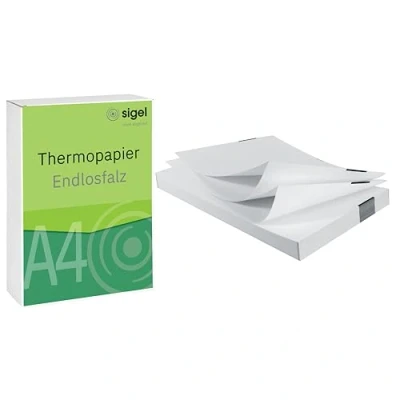 Obrázek SIGEL TP111 Endlosfalz termopapír DIN A4, 76 g, 250 listů, Premium archivovatelný 12 let, pro všechny přenosné tiskárny Brother řady PJ