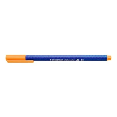 Obrázek STAEDTLER Fixy triplus color, světle oranžová, trojúhelníková, stabilní, neohromující špička, šířka linky cca 1 mm, vhodné pro děti, vyrobeno v Německu, 10 oranžových fibre tipů kartonovém pouzdře, 323 43