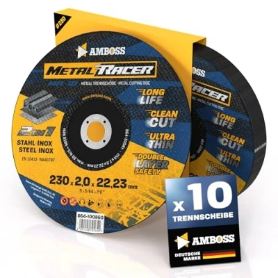 Obrázek 10x Kovový řezný kotouč Ø 230 x 2 22. 23 mm Metal Racer by AMBOSS WERKZEUGE je vhodný pro ocel a ušlechtilou ocel, ocel/inox úhlovou brusku