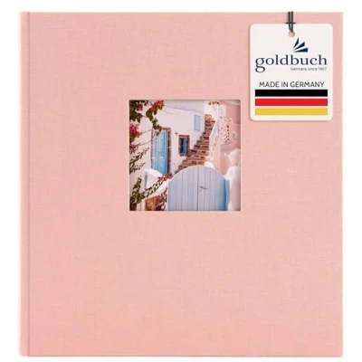 Obrázek goldbuch 27722 Fotoalbum s výřezem na obrázek, Bella Vista, upomínkové album 30 x 31 cm, foto 60 bílých stran oddělovacími listy z pergamenu, fotokniha ze lnu, růžové