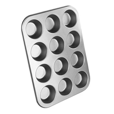 Obrázek Chef Aid 10E10286 plech na muffiny, nepřilnavý, 12 otvorů, ideální muffiny a cupcaky, šedý