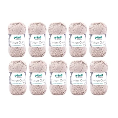Obrázek Gründl Cotton Quick Uni pletací příze / háčkovací příze, 10 klubíček à 50 g (barevná ze 100% bavlny, certifikováno Öko Tex, 125 m, tloušťka jehlic: 3 4, x g), písek