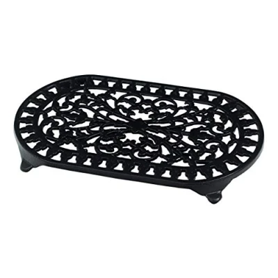 Obrázek VICTOR Traditioneller ovaler Untersetzer, Schwarz, Gußeisen, 34.5x20.5x3 cm