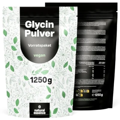 Obrázek glycin prášek 1250 g (1,25 kg) 100% čistá aminokyselina sladký amino bez přísad, veganský a vyrobený v Německu