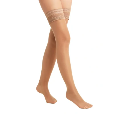 Obrázek Falke Seidenglatt 15 Denier STAY UPS Transparent Silky Nadkolenky, Ženy, Velikost: 35/37, Powder