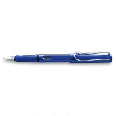 Obrázek Lamy Safari blue plnicí pero s ergonomickou rukojetí a leštěným ocelovým perem pro leváky (LH) v šířce tahu M robustní ASA plast vč. inkoustové kazety T 10 modré