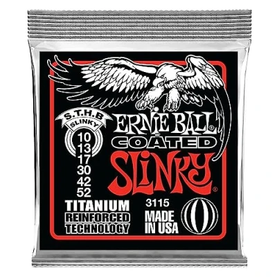 Obrázek Ernie Ball Skinny Top/Heavy Bottom Slinky Coated Titanium RPS struny na elektrickou kytaru, tloušťka 10 52
