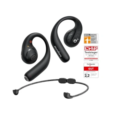 Obrázek soundcore Sluchátka Anker Open Ear AeroFit Pro, baterie 46 h, intenzivní zvuk LDAC, ultra lehká, pohodlný, ergonomický design, Bluetooth 5.3, vodotěsnost IPX5, aplikace, bezdrátová