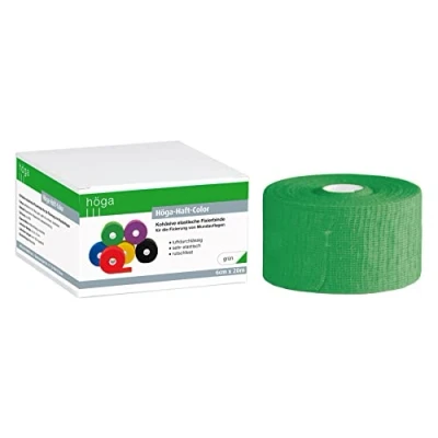Obrázek Höga Pharm adhezní barva zelená 6 cm x 20 m natažená, soudržná (samolepicí) elastická fixační obvaz, prodyšná, velmi elastická, protiskluzová