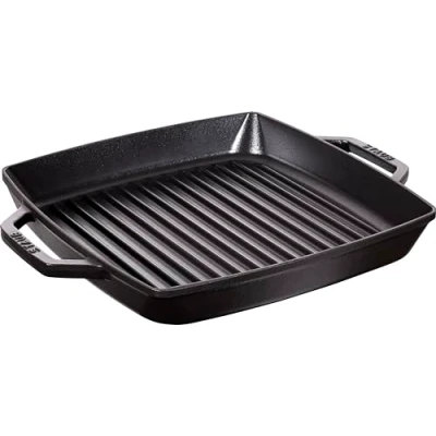 Obrázek STAUB Litinová grilovací pánev se dvěma držadly, vhodná pro indukci, čtvercová, 28 cm, černá