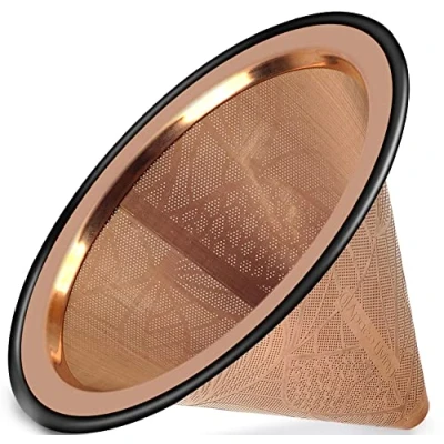 Obrázek Kaffeefilter Edelstahl kompatibel mit Chemex Hario Bodum &amp; andere Kaffeebereiter Wiederverwendbarer Handfilter Kaffe Pour Over Kaffeetropfer breiter Metallbasis Papierloser Permanentfilter