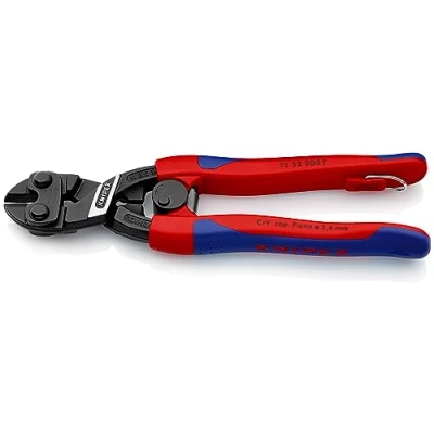 Obrázek Knipex Kompaktní řezačka šroubů CoBolt® černá atentovaná, se štíhlými vícesložkovými pouzdry, s upevňovacím okem pro připevnění pojistky proti pádu 200 mm (SB karta/blistr) 71 32 T BK