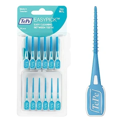 Obrázek TePe EasyPick Dental Stick M/L / 1 x 36 kusů včetně praktického kapesního pouzdra Pro jednoduché, každodenní použití kdykoli i na cestách