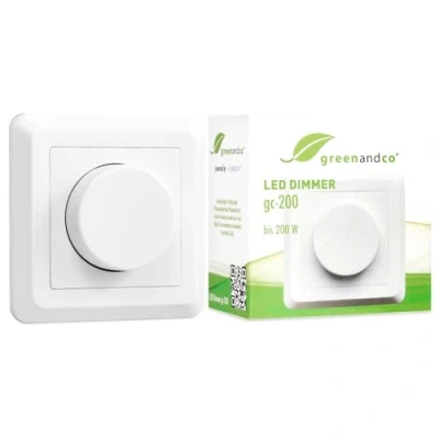 Obrázek greenandco® gc 200 zapuštěný LED a halogenový stmívač 1 W, vhodný také pro běžné světelné zdroje střídavé spínače, bílý
