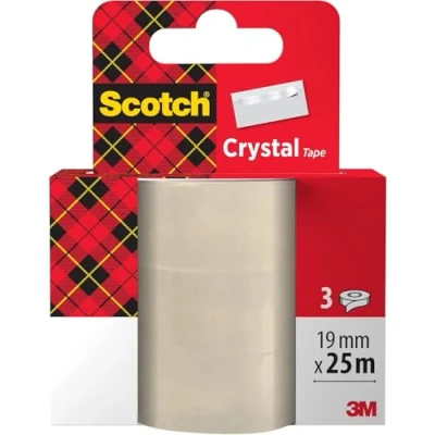 Obrázek Scotch A61925R3 Crystal lepicí páska, 19 mm x 25 m, transparentní, 3 role