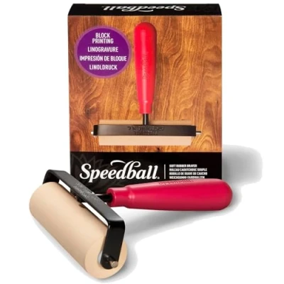 Obrázek Speedball Deluxe Soft Rubber Brayer 10,2 cm, měkká guma, červená, 1 Count (Pack of 1)