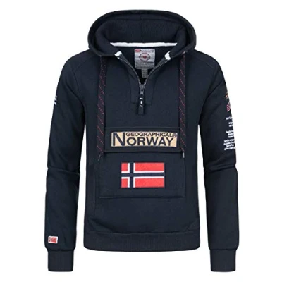 Obrázek Geographical Norway Pánský svetr s kapucí Gymclass, Námořnická modrá