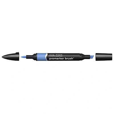 Obrázek Winsor &amp; Newton 0204198 BrushMarker (pro kresby, kaligrafii, design a rozložení, kreslení bez šmouh s klínem špičkou štětce) čínská modř