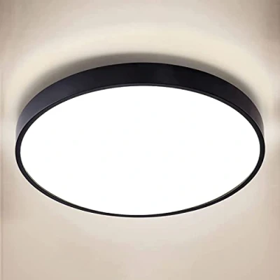 Obrázek NUODIFAN LED stropní svítidlo, 24 W lampa, 2400 LM ultra tenké černé 4000 K vodotěsné IP65 svítidlo do koupelny, kulaté Ø 28 bez mihotání, lampy