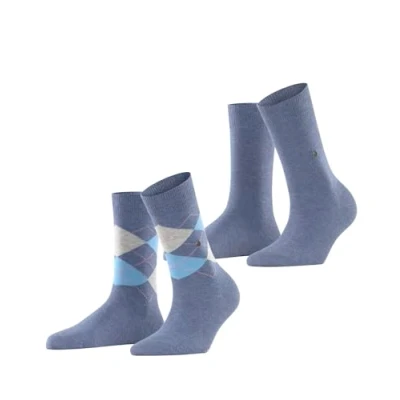 Obrázek Burlington Everyday Mix 2 ks ponožky neprůhledné bavlna (bio), Modrá (Light Denim 6660)