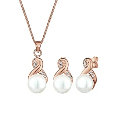 Obrázek Elli Prémiová sada šperků Infinity Endless Perle Swarovski® krystaly stříbrná, Fazetový brus, Křišťál