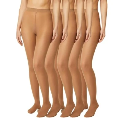 Obrázek FM London Damen (5er pack) Strumpfhose Für Tights, Nude Ton, L EU
