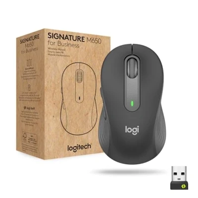 Obrázek Logitech Bezdrátová myš Signature M650 pro firmy, malé a středně velké ruce, Logi Bolt, Bluetooth, SmartWheel šedá