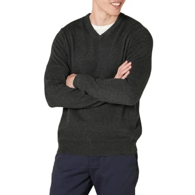Obrázek Amazon Essentials Herren Pullover mit V Ausschnitt (in Übergröße erhältlich), Dunkelgrau Meliert, XL