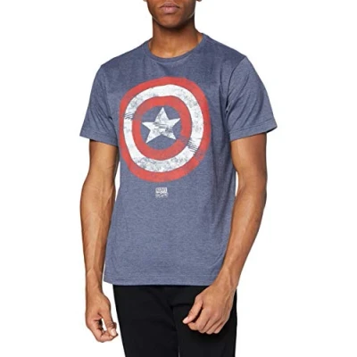 Obrázek MARVEL Pánské tričko Captain America Shield, Šedomodrá