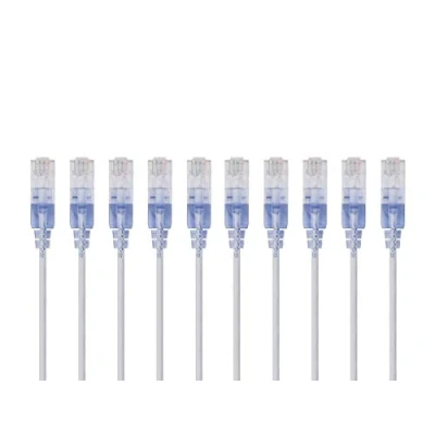 Obrázek Monoprice Cat6A Ethernet Patchkabel Snagless RJ45, 550 MHz, 10 G, UTP, reiner blanker Kupferdraht, 30 AWG, Stück, 1,5 m, Weiß SlimRun Serie