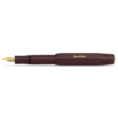 Obrázek Kaweco CLASSIC SPORT plnicí pero Bordeaux s pozlaceným hrotem z ušlechtilé oceli a iridiovou špičkou pro inkoustové bombičky I 13 cm šířka pera: F (jemné)