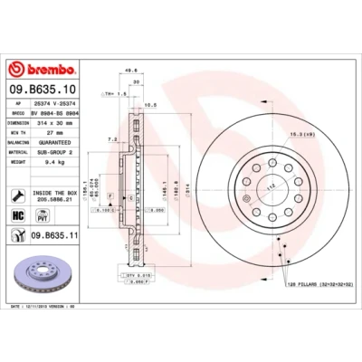 Obrázek BREMBO 09.B635.11 Bremsscheiben
