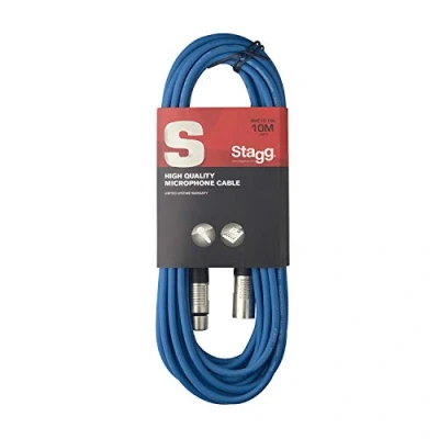 Obrázek Stagg 10 m vysoce kvalitní XLR na konektor mikrofon kabel modrý,
