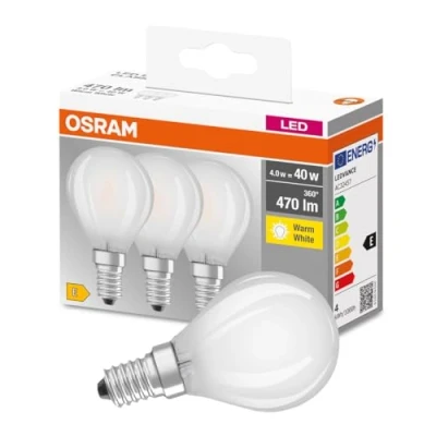 Obrázek Osram LED žárovka Base Classic B, patice: E14, teplá bílá, 2700 K, 4 W, náhrada za 40W žárovku, matná, Luce Calda