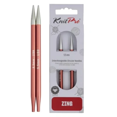 Obrázek KnitPro wechselbare Nadelspitzen ZING kurz, 5,50mm Austauschbare Strickspitzen, Aluminium, Braun, 8.7cm / 5.5mm