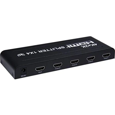 Obrázek PremiumCord 4K HDMI Splitter 1 4 Port se síťovým zdrojem, kovové pouzdro, rozlišení videa 4Kx2K 2160p UHD, Full HD 1080p, barva černá
